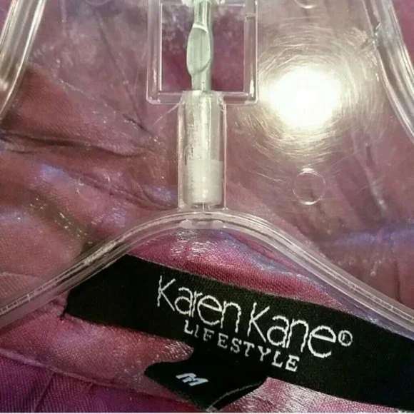 Karen Kane Purple Metallic Shimmer Button Up Blouse Top - Picture 6 of 6